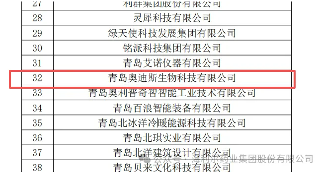 海利尔及其子公司奥迪斯获评2025青岛市民营领军标杆企业