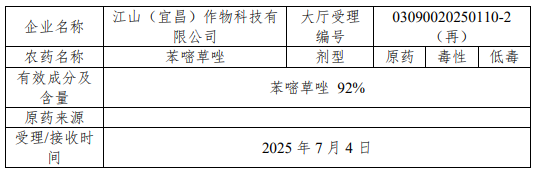 苯嘧草唑、氟氯氨草酯、氟螨双醚及氟苯醚酰胺等16个新农药拟批准登记