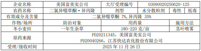 2026年第6批528个农药拟登记:乙基多杀菌素母药+1,二氯异噁草酮、硫虫酰胺首登混剂