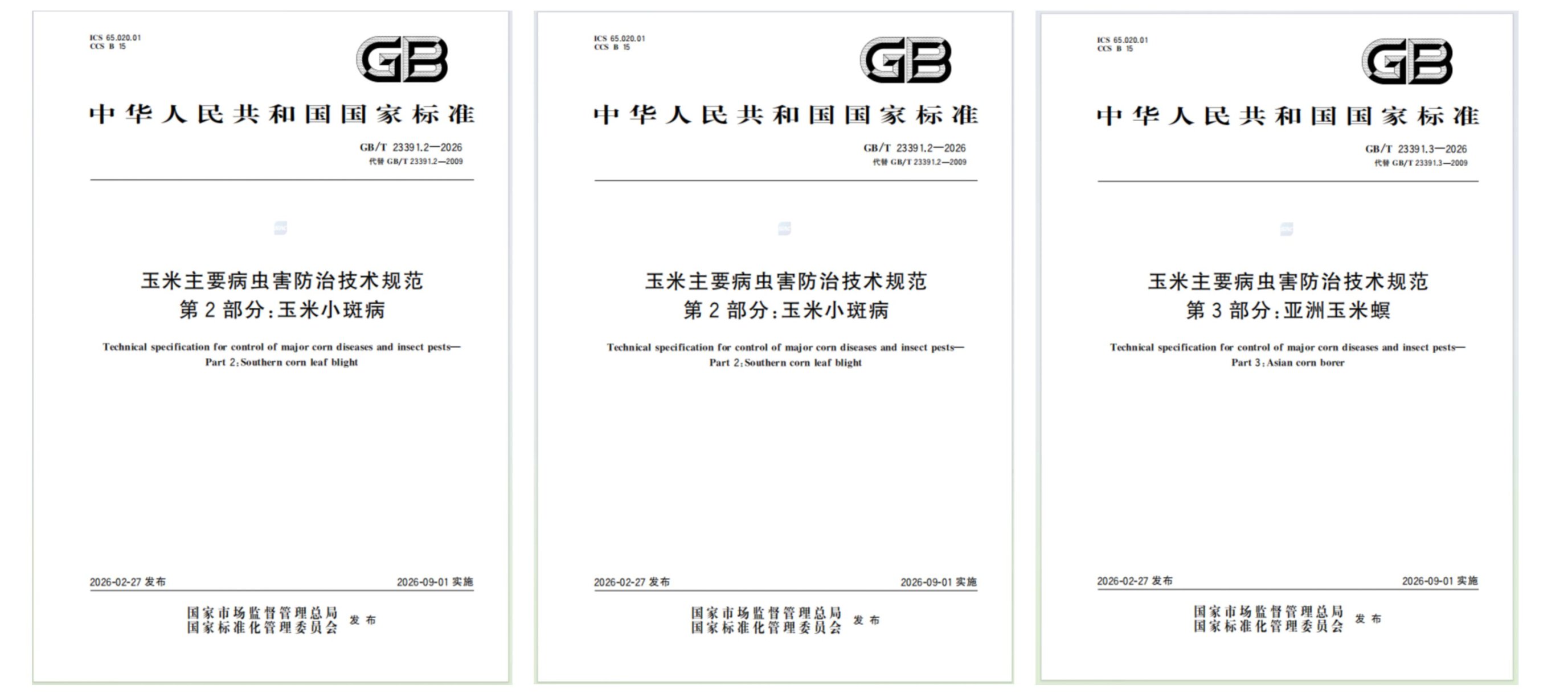 玉米主要病虫害防治技术规范系列国标修订发布，29月1日起实施